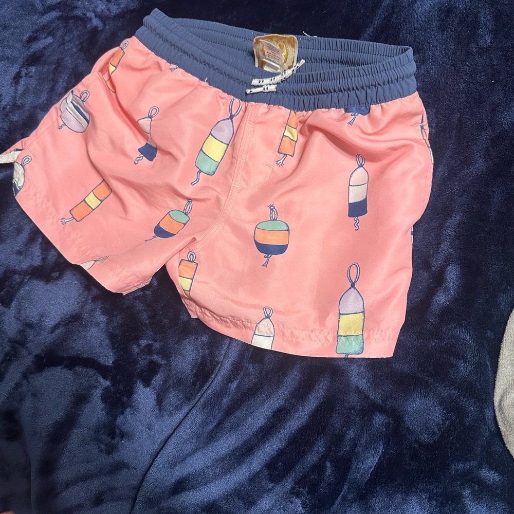 The Beaufort Bonnet Company Pink and Blue Swim Trunks buoy
